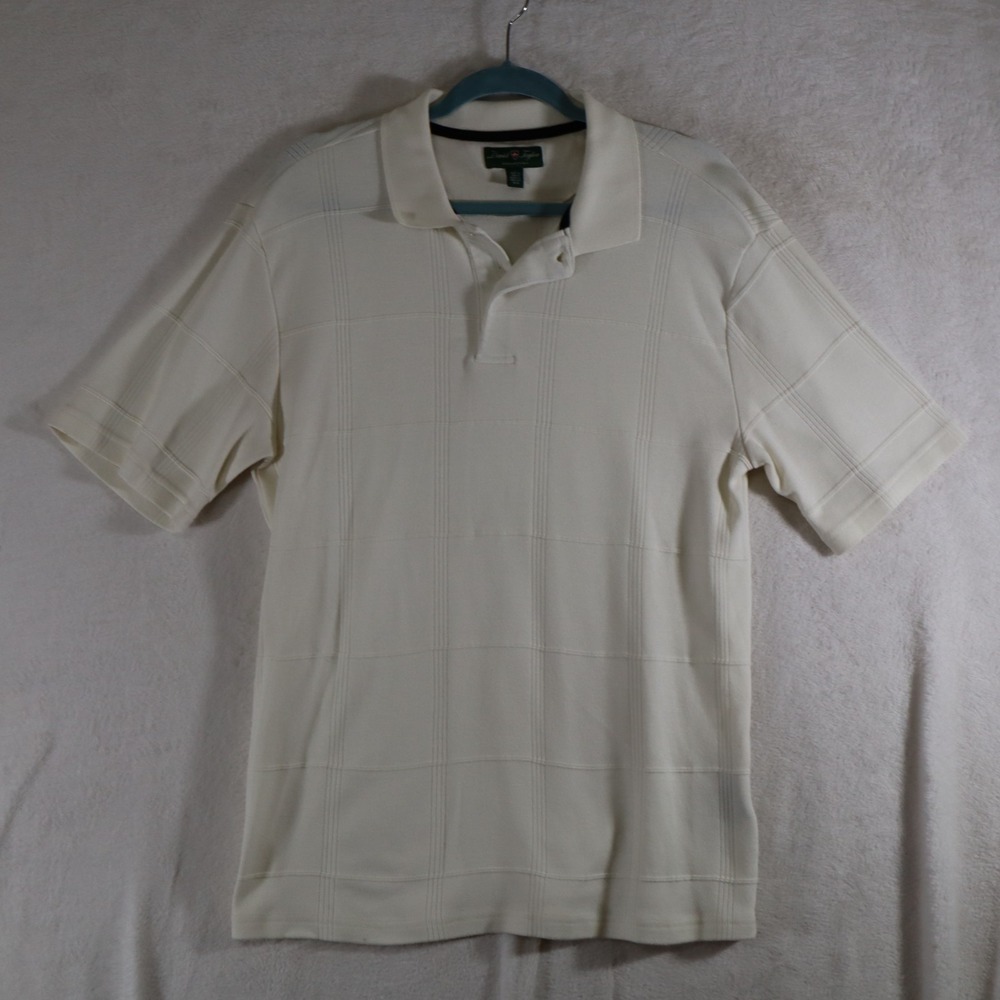 David Taylor Collection Men's Polo Shirt White Black Trim Short Sleeve Casual M